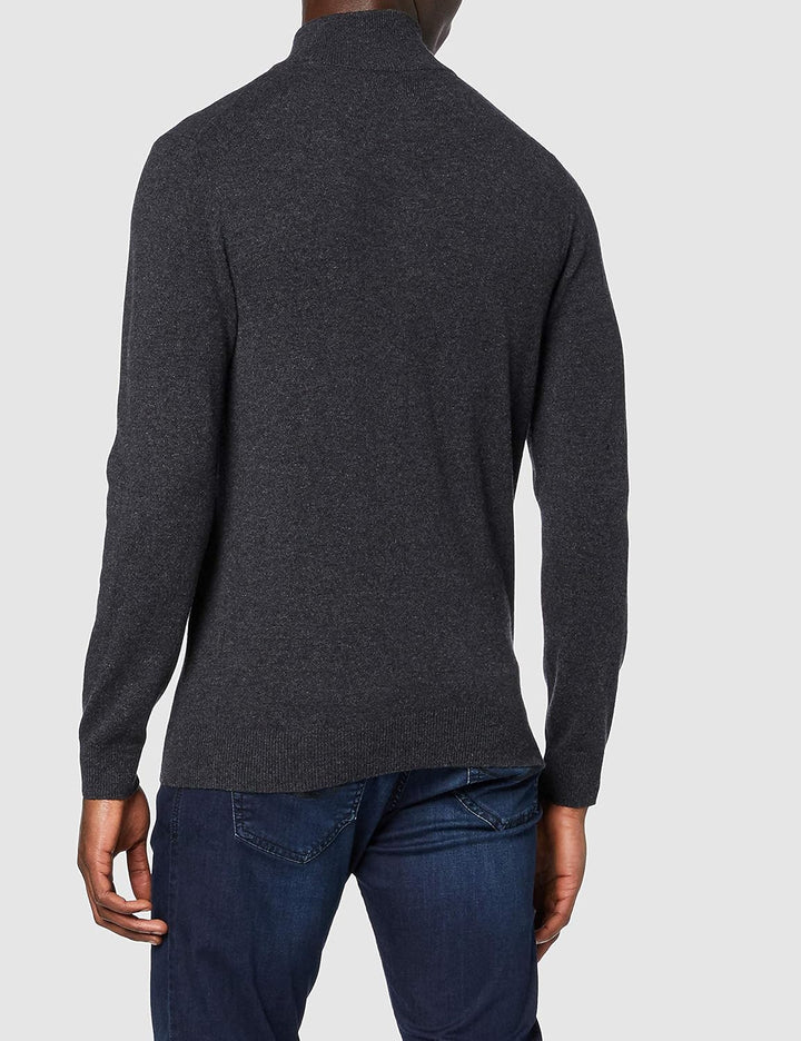 GANT Herren Superfine Lambswool Half Zip Strickjacke M Antracit Melange, M Antracit Melange