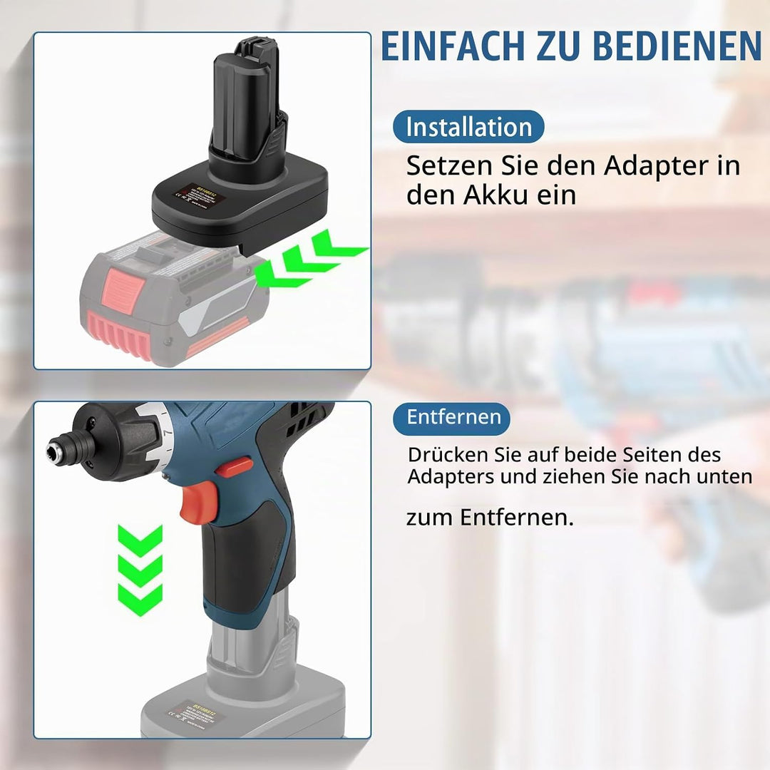 Adapter für Bosch 18v auf 12v Professional Akku, 18v zu 12v Step Down Converter für Bosch 18 Volt Ak