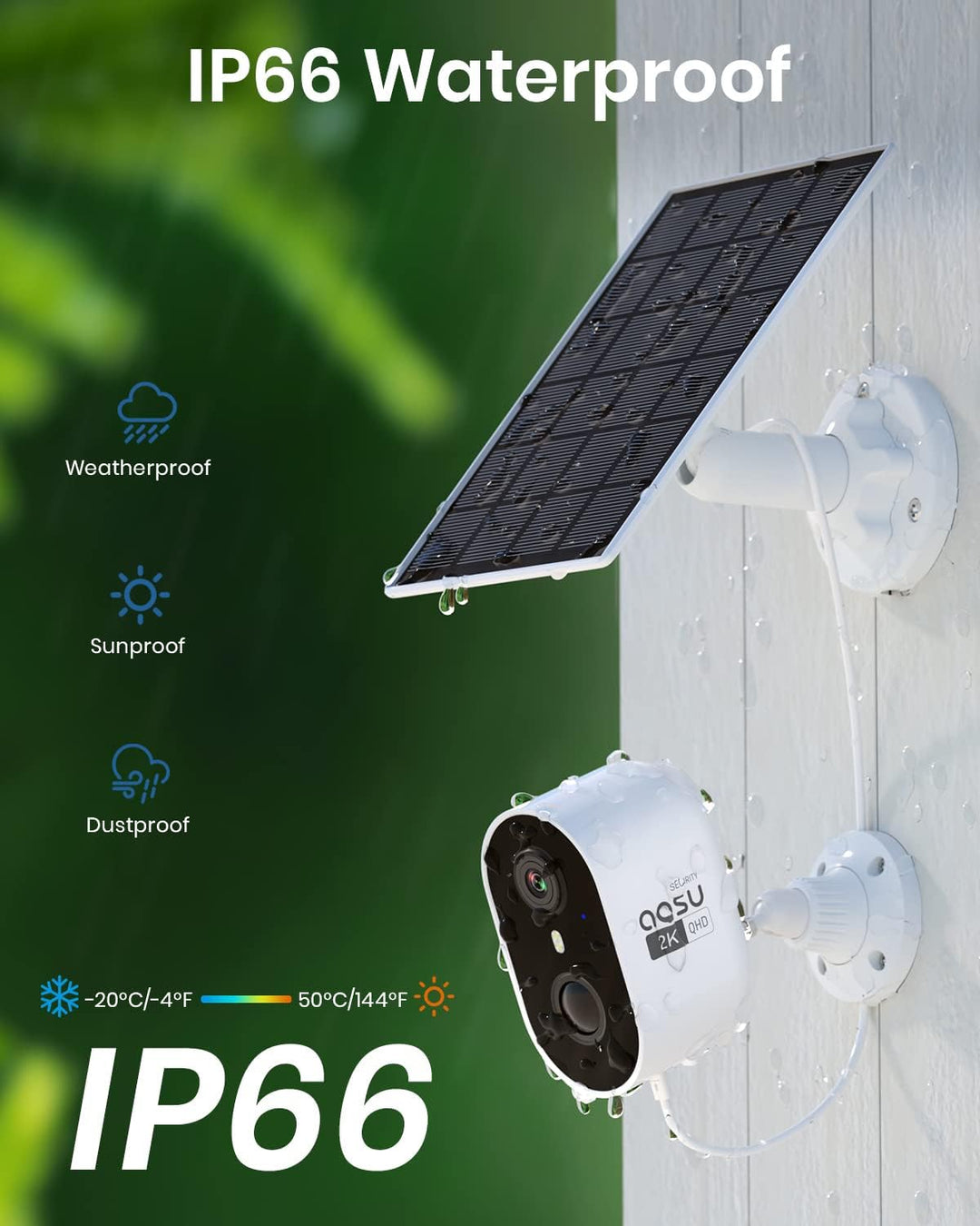 AOSU 2K Überwachungskamera Aussen Akku Solar, WLAN Sicherheitskamera mit Solarpanel, Kabellos Kamera