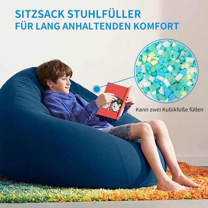 2.2KG Memory-Schaumstofffüllung für Sitzsackfüller, Kissen Stuhl Kissen Hundebett Nachfüllung, ohne