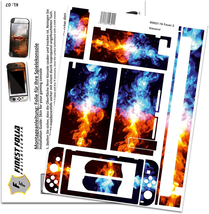 Folien Skin für Spiele Konsole Joy-Con und Ladestation Aufkleber Set Top Schutz gegen Kratzer Design