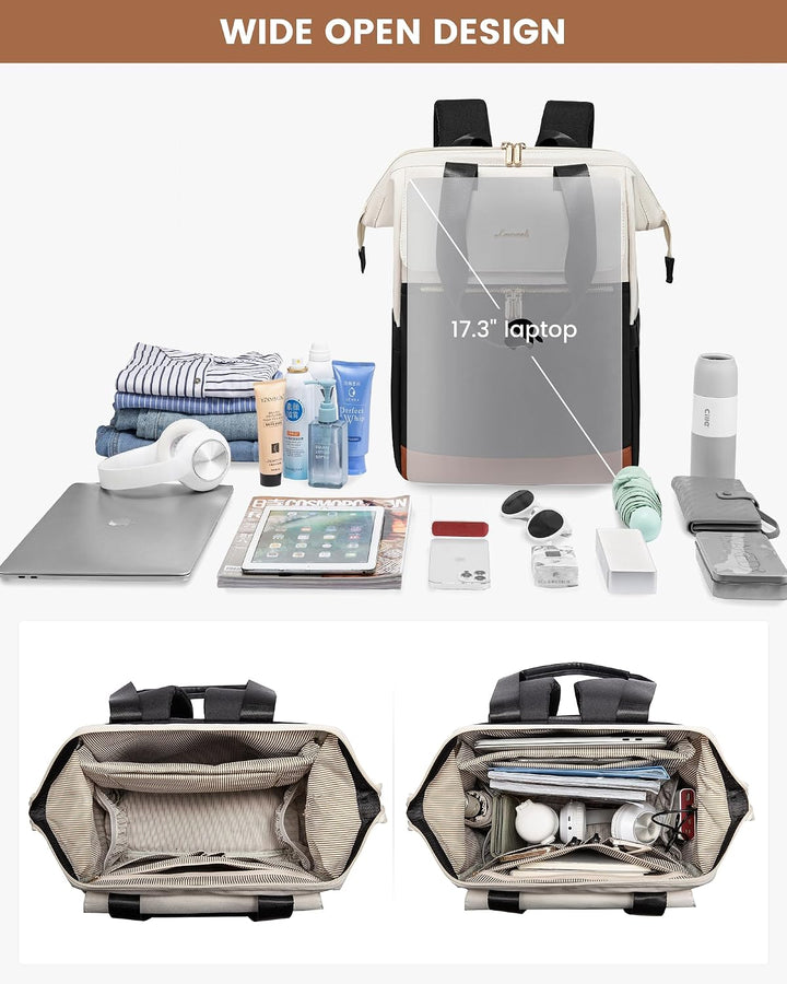 LOVEVOOK Rucksack Damen Gross, Laptop Rucksack mit Laptopfach 17 Zoll, Reiserucksack Damen Wasserdic