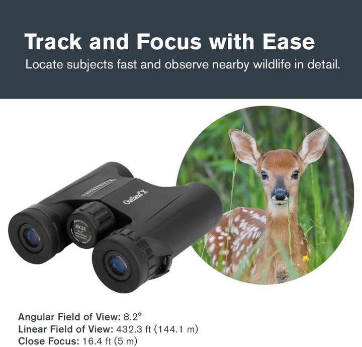 Celestron 71340 8 x 25 Outland X-Fernglas, Schwarz Outland X 8 x 25 Compact Roof Prism, Outland X 8