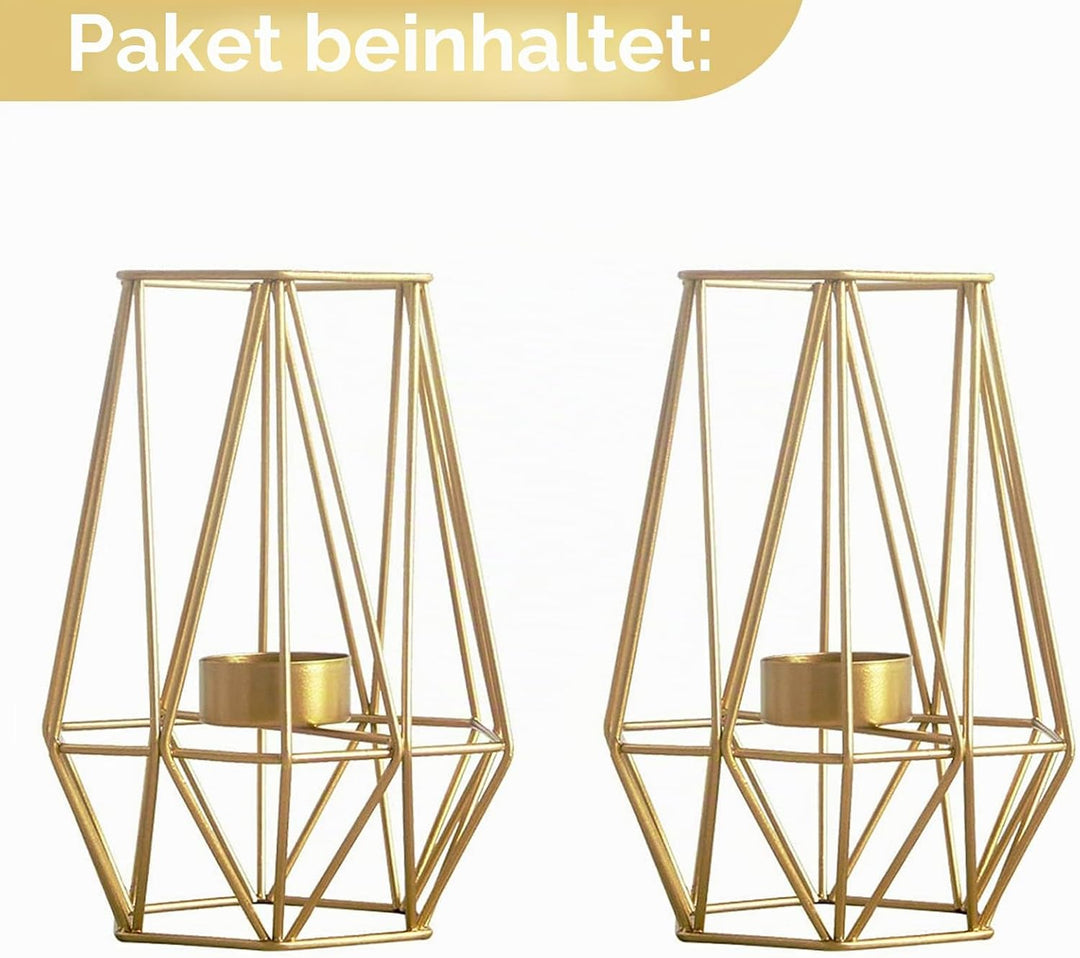 Nuptio 2 Stück Metall Sechseck Geformt Geometrisches Design Teelicht Votiv Kerzenhalter, Eisen Hohl