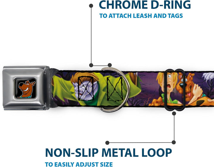 Buckle-Down 22,9–38,1 cm sdc-Scooby DOO Face Full Color Schwarz Hund Halsband M - Fits 11-17" - 1.0"