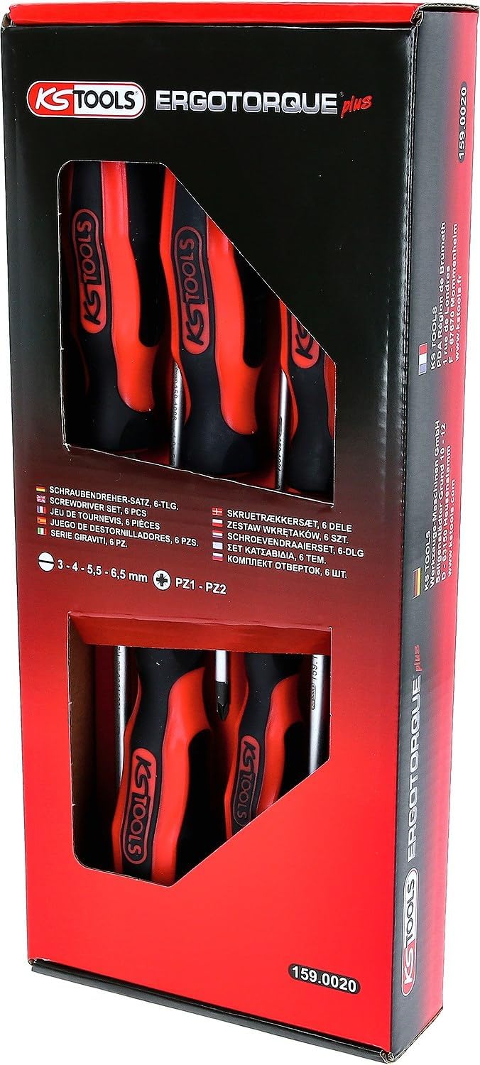 KS Tools 159.0020 ERGOTORQUEplus Schraubendreher-Satz, 6-tlg. Schlitz, PZ