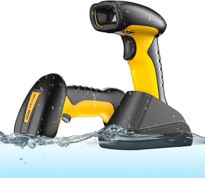 NETUM Industrieller Barcode Scanner 2D QR Bluetooth Mit Dock, Kabelloser 1D/2D Scanner, 2600mAh Akku