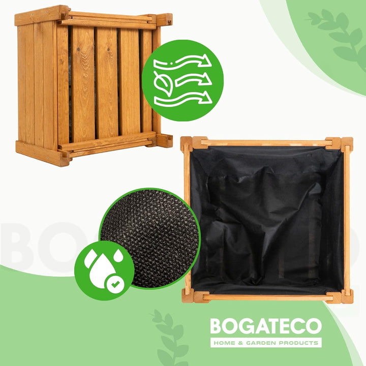 BOGATECO Pflanzkasten Pflanzkübel aus Holz | 30 x 38 cm | Eiche Braun | Blumen-Topf Perfekt für Gart