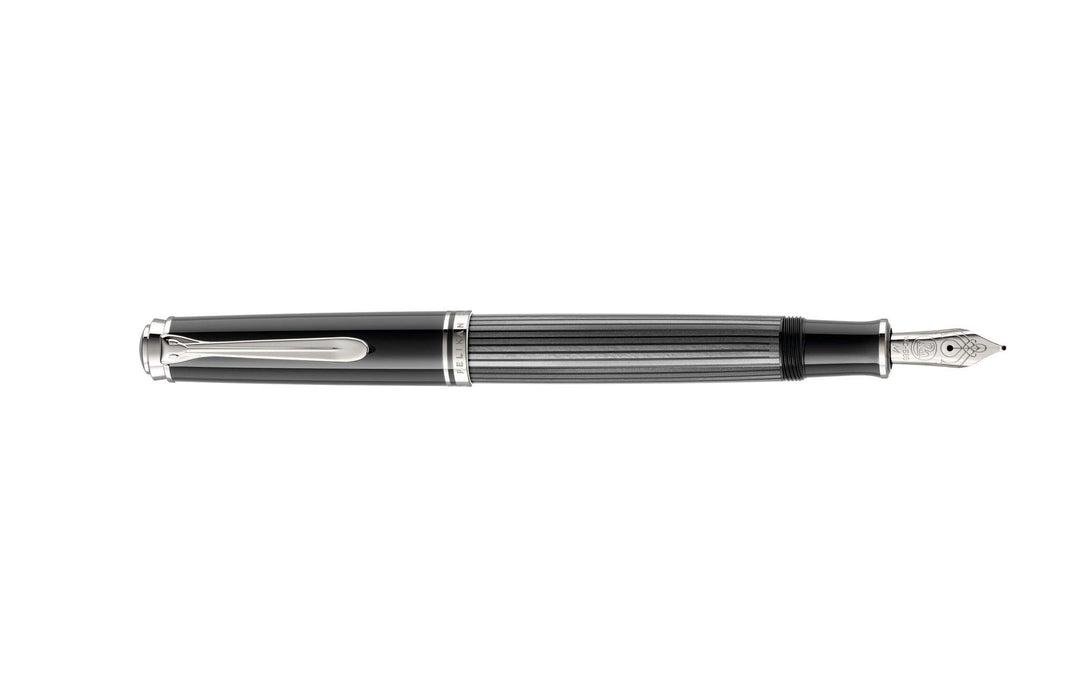 Pelikan 813525 Kolbenfüllhalter Souverän M605 Stresemann, Schwarz-Anthrazit, Feder M, in Faltschacht