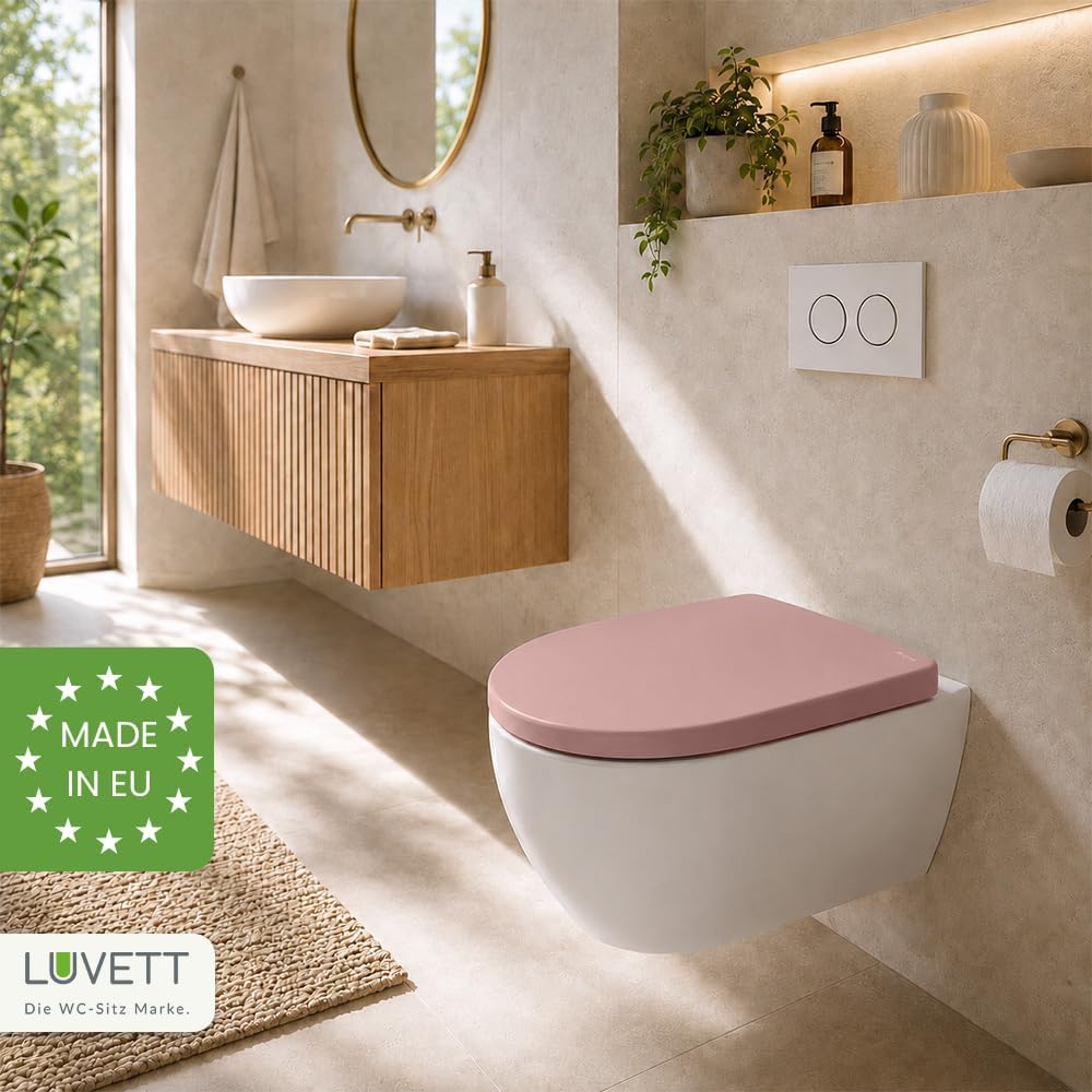 LUVETT® WC-Sitz mit Absenkautomatik C100 oval universell, Toilettendeckel mit 3 Edelstahl Montagelös