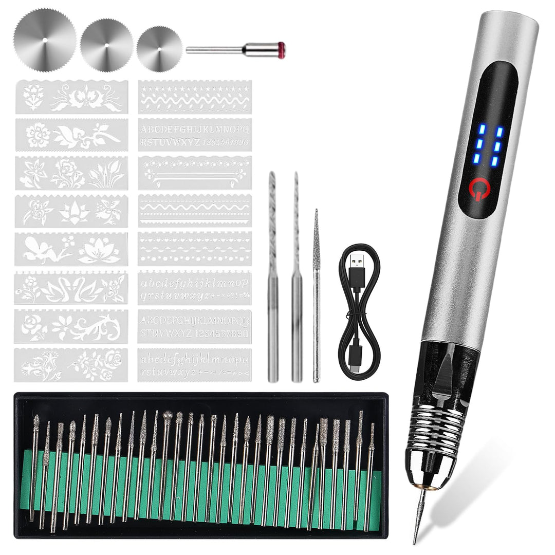 Elektrischer Gravierstift, Bis Zu 18.000 U/min Einstellbar, Kabellos USB Wiederaufladierbar Gravur W