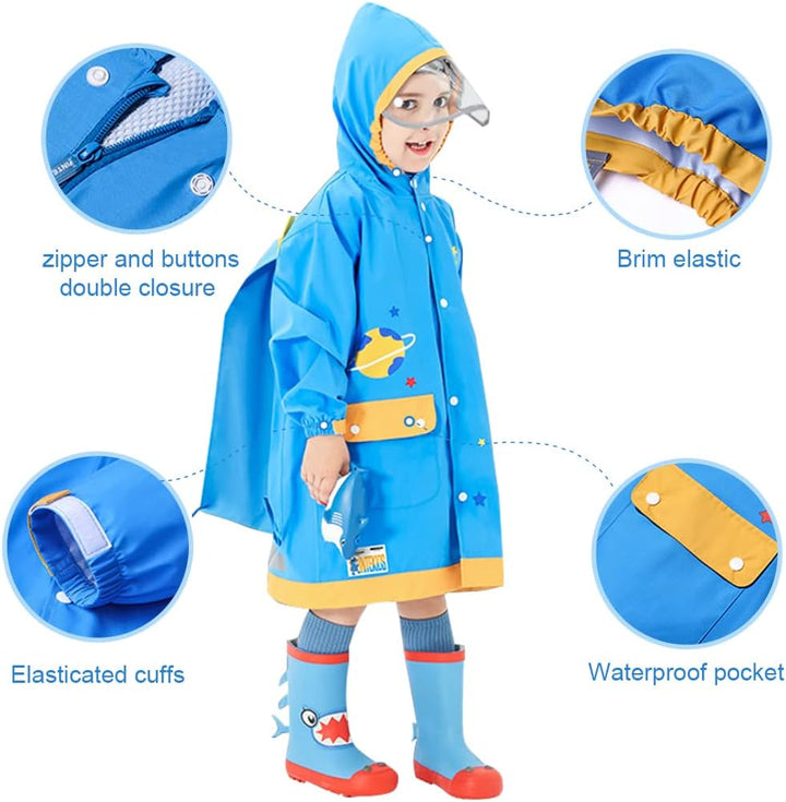 Kinder Regenmantel Jungen Mädchen Regenponcho Wasserdicht Cartoon Regenjacke Wiederverwendbare Regen