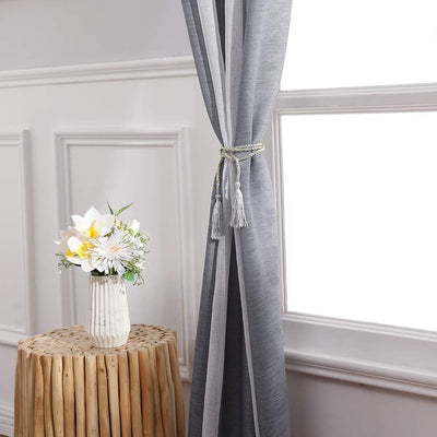 MIULEE Gardinen Gestreift Transparent mit Ösen, Voile Vorhänge Wohnzimmer Modern 2er Set, Vorhang Sc