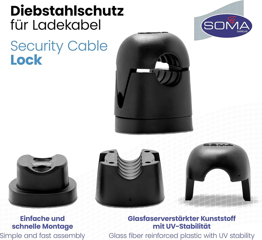 Diebstahlschutz für Ladekabel bis AD 17 mm Schwarz 17, Schwarz 17