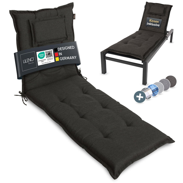 LILENO HOME Sonnenliege Auflage als [1er Set - Rollliege] in Anthrazit Y - Gartenliegen Auflage perf