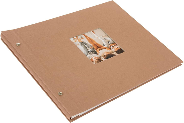 goldbuch 28 819 Schraubalbum Bella Vista Haselnuss, Fotobuch 39 x 31 x 2,5 cm, Foto Album 40 weisse