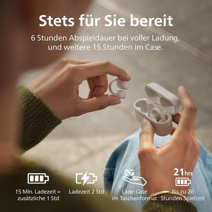 Philips TAQ2000WT ohraufliegende True Wireless Multipoint-Bluetooth-Ohrhörer mit Ohrmanschette - 28