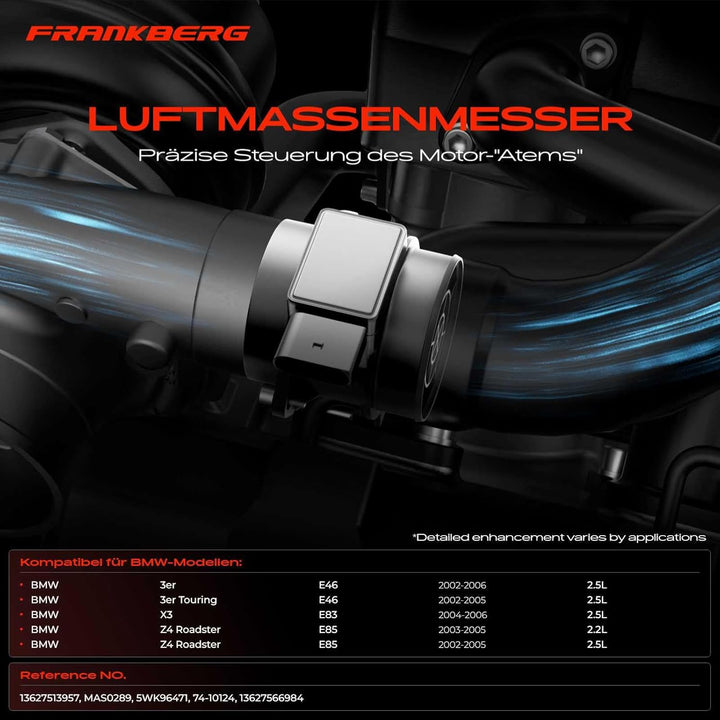 Frankberg Luftmassenmesser Kompatibel mit 3er E46 Touring E46 X3 E83 Z4 R-o-a-d-s-t-e-r E85 2.2L 2.5