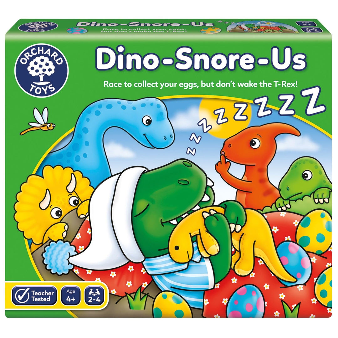 Orchard Toys Dino-Snore-Us Game, A Fun Dinosaur Themed Board Game for Ages 4+, Encourages Number and
