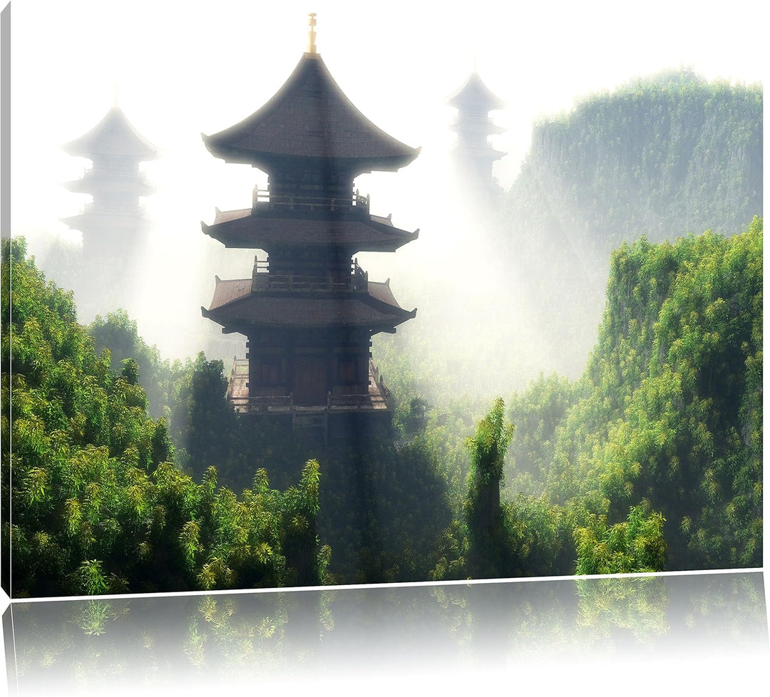 chinesische Häuser, Format: 100x70 auf Leinwand, XXL riesige Bilder fertig gerahmt mit Keilrahmen, K