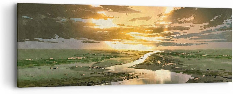 Panorama Bilder auf Leinwand natur natur Leinwandbild mit Rahmen 90x30cm Wandbilder Dekoration Wohnz