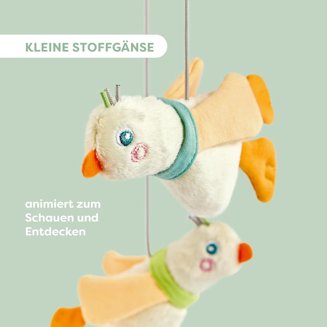 HABA Mobile Gans – Baby-Mobile aus Holz & Stoff, Baby Spielzeug zum Entdecken und Schauen, für Klein