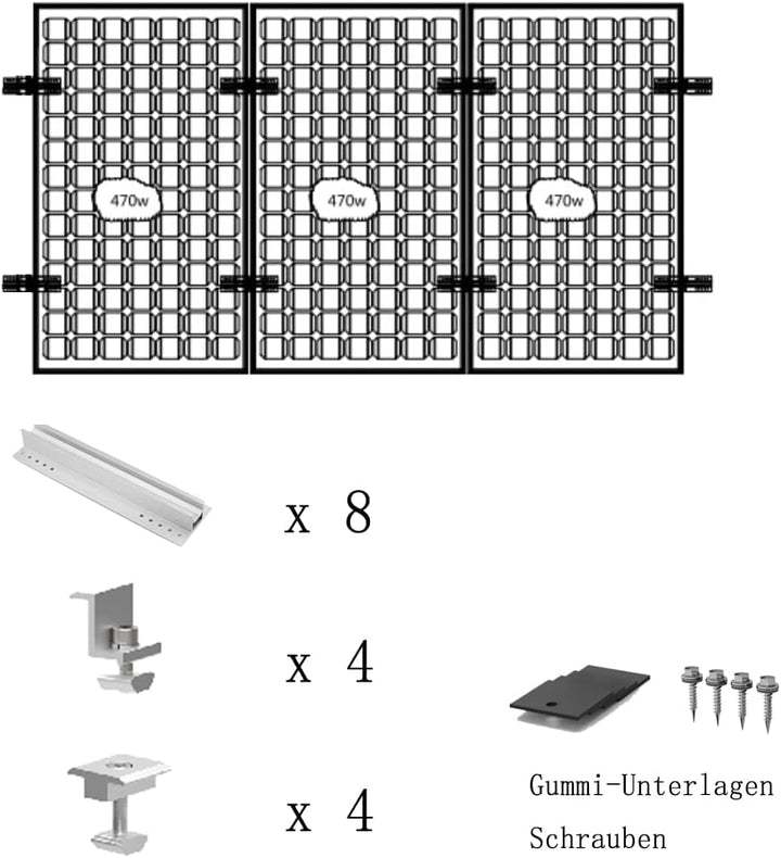Solarmodul Alu Halterung Befestigungssystem Trapezblech PV Befestigungsschiene Schiene 400MM Endklem
