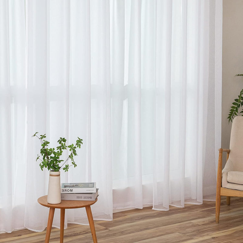 MIULEE 2er Set Sheer Voile Vorhang mit Ösen Transparente Gardine aus Voile Polyester Ösenschal Trans
