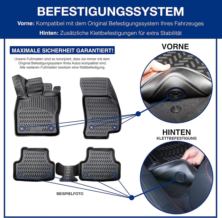 Elmasline Design 3D Gummimatten Set für Skoda Octavia 3 (2012-2020) | Extra hoher 5cm Rand | 3. Gene