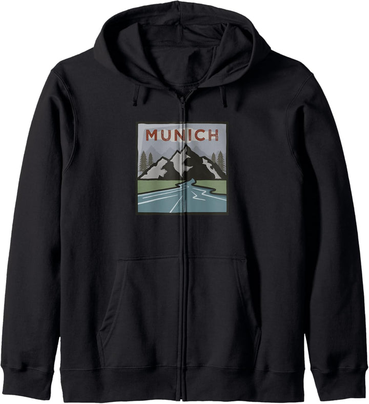 Vintage Munich, Germany Illustration / Retro Munich Kapuzenjacke