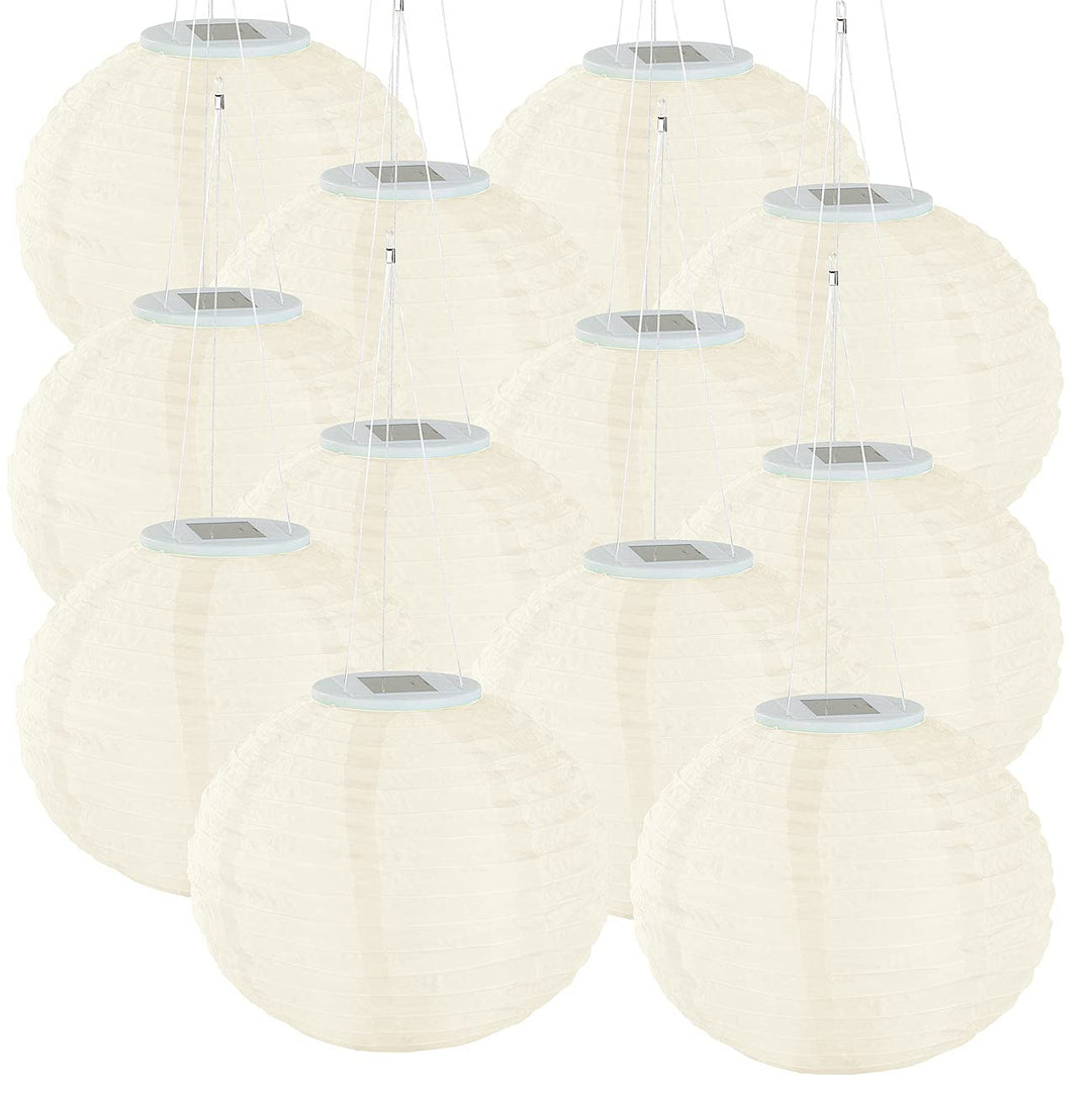 Lunartec Solar Lampions warmweiss: 12er-Set Solar-LED-Lampions, LEDs, Dämmerungs-Sensor, IP44, Ø 30