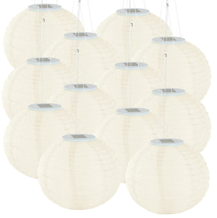Lunartec Solar Lampions warmweiss: 12er-Set Solar-LED-Lampions, LEDs, Dämmerungs-Sensor, IP44, Ø 30