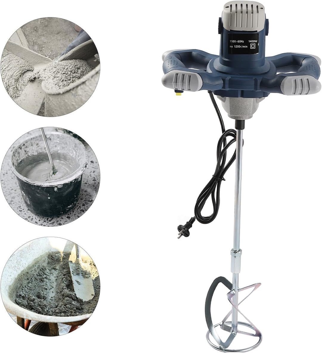 Profi Rührwerk 1400W Handrührwerk Trockenbaumörtelmischer Farb-Mörtelrührer, 6-Gang-Getriebe 0-1200U