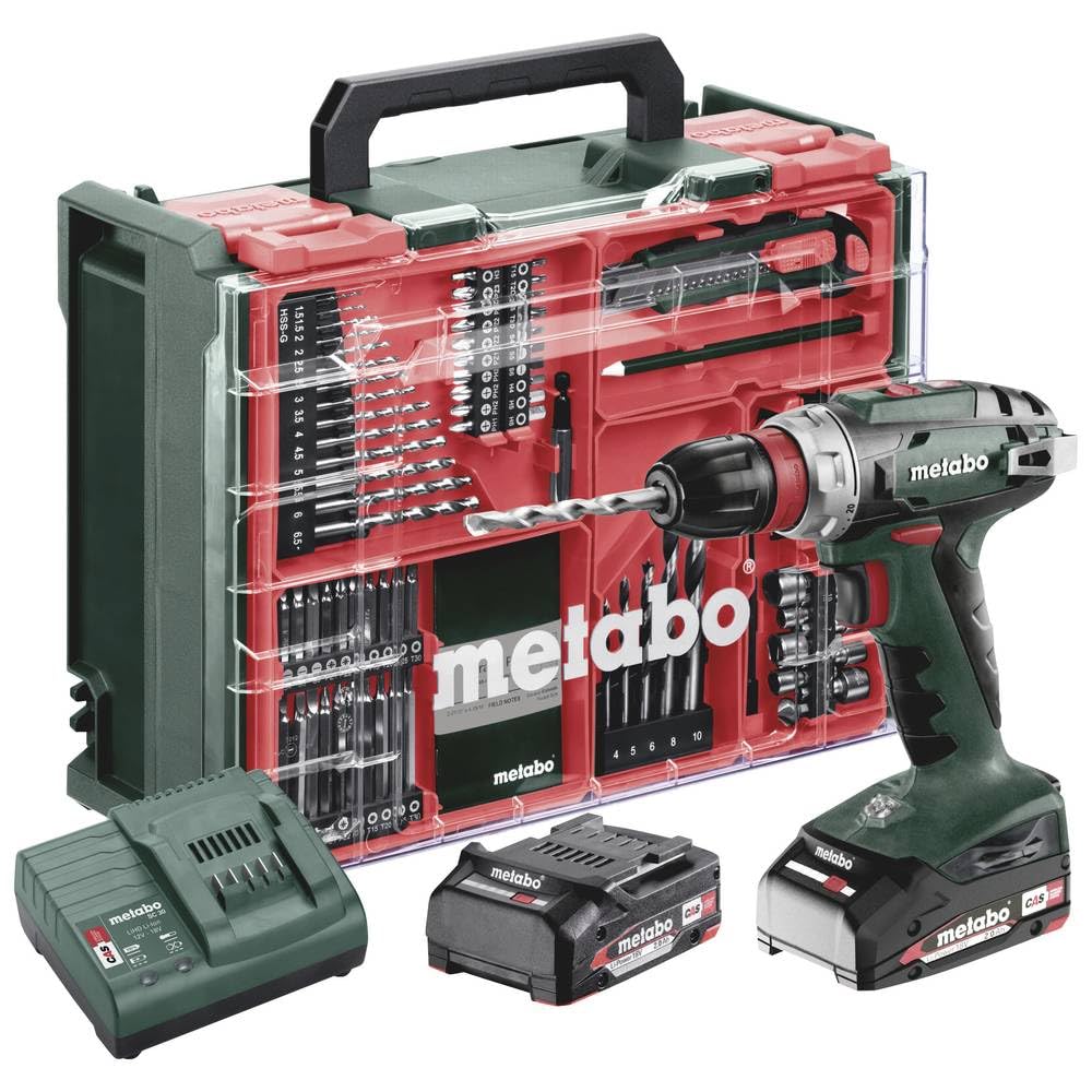 metabo Akku-Bohrschrauber BS 18 Quick Set - 18 V, 74-tlg. Mobile Werkstatt - Schnellwechsel-System,