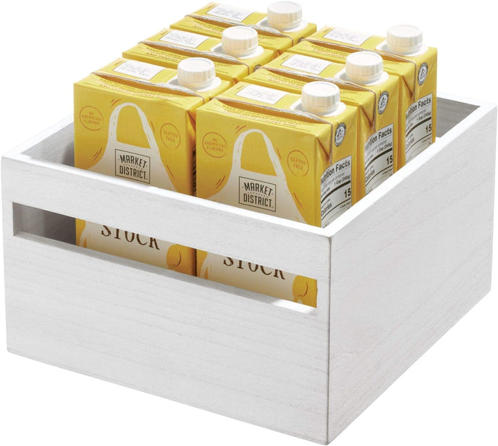 iDesign Eco-Holz-Abfalleimer, weiss gewaschen 25.4x25.4x15.5cm, 25.4x25.4x15.5cm