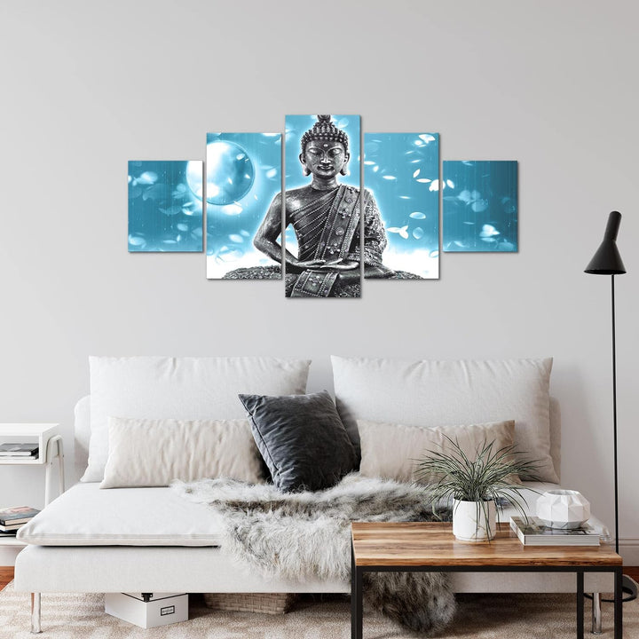 Runa Art Wandbilder Buddha Feng Shui 5 Teilig Bild auf Vlies Leinwand Deko Wohnzimmer Schlafzimmer W
