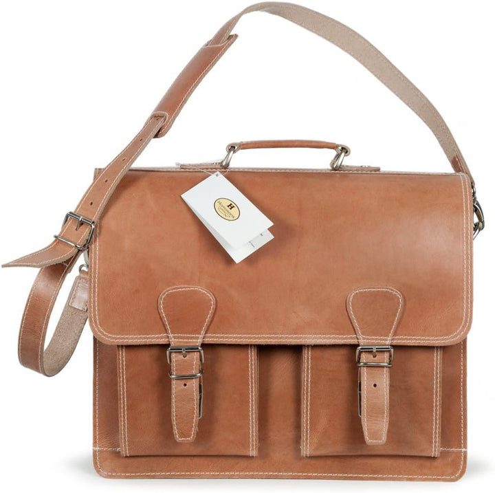 hamosons Klassische Aktentasche Lehrertasche aus Leder, für Damen und Herren, in verschiedenen Farbe