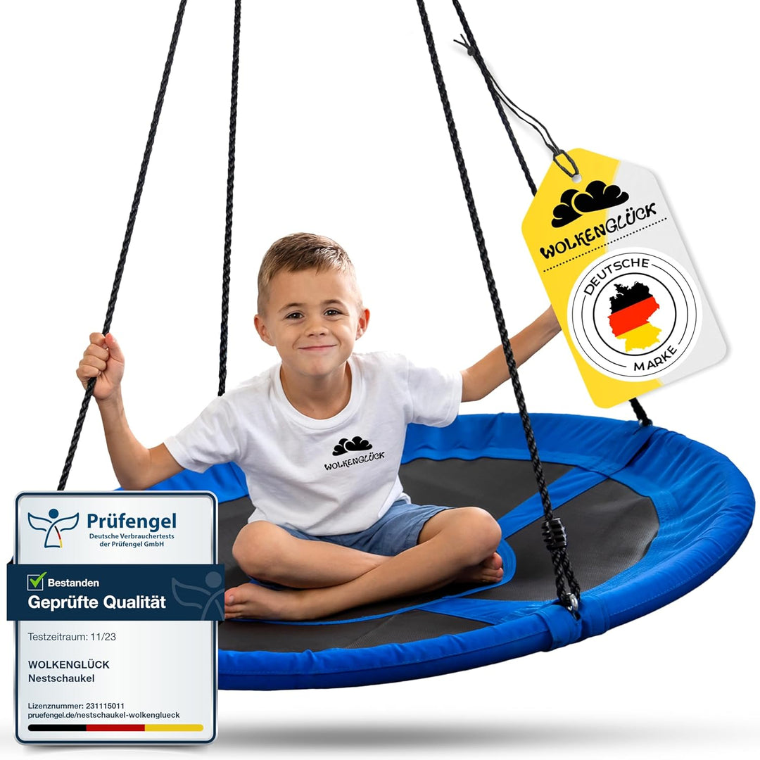 WOLKENGLÜCK® Nestschaukel [Ø 110 cm] - Höhenverstellbare Schaukel Outdoor & Indoor für Kinder und Er