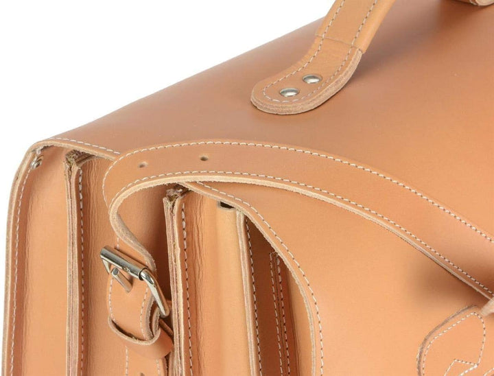 Ruitertassen Lehrertasche Leder XXL Damen Herren Schultasche Aktentasche Tasche 3 Fächer Natur gross