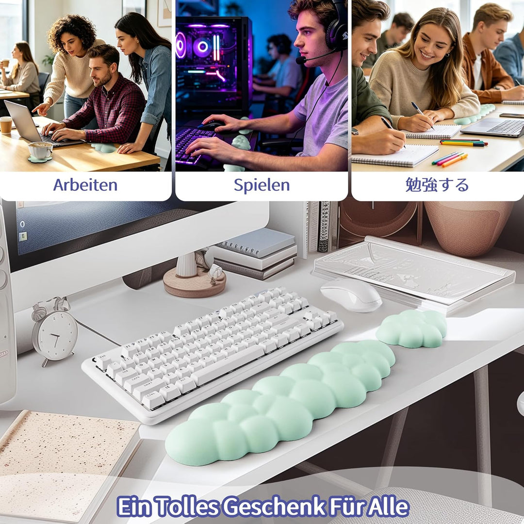 Sushret Wolke Handballenauflage Tastatur, Ergonomisches Wolke Handauflage Tastatur Mit Pu Leder Memo