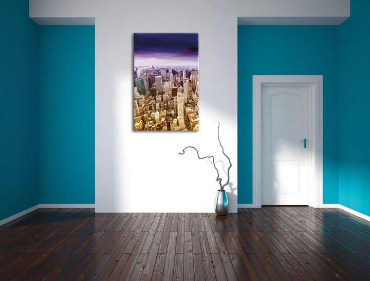 Pixxprint Skyline New York - Blick vom Dach des Empire State Building, Format: 100x70 auf Leinwand,