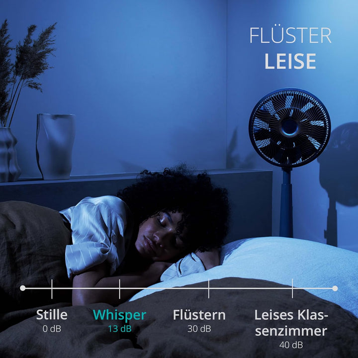 Duux Whisper Grau Standventilator Leise Steuerbar Mit Fernbedienung - Standventilator Höhenverstellb