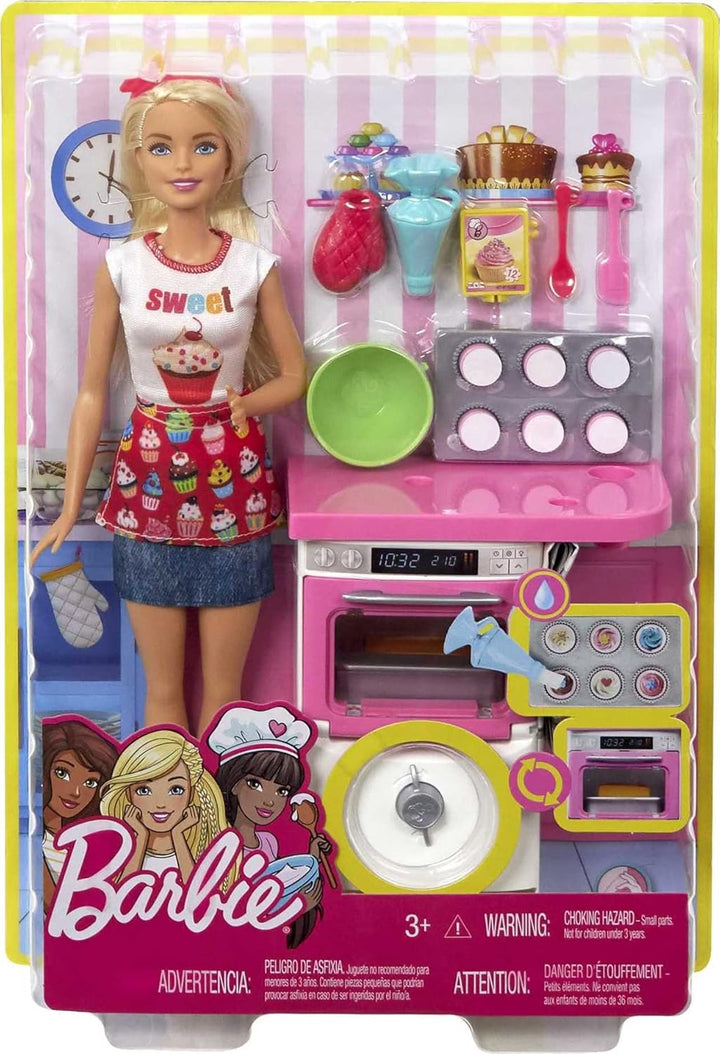 Barbie FHP57 - Barbie-Puppe mit Backofen und aufgehendem Gebäck, Spielzeug ab 3 Jahren