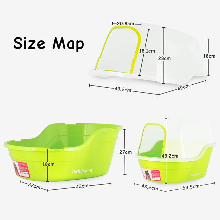 Petphabet grosse Katzentoilette mit Abdeckung, 63x48x43cm katzentoilette XXL Jumbo Hooded katzenklo