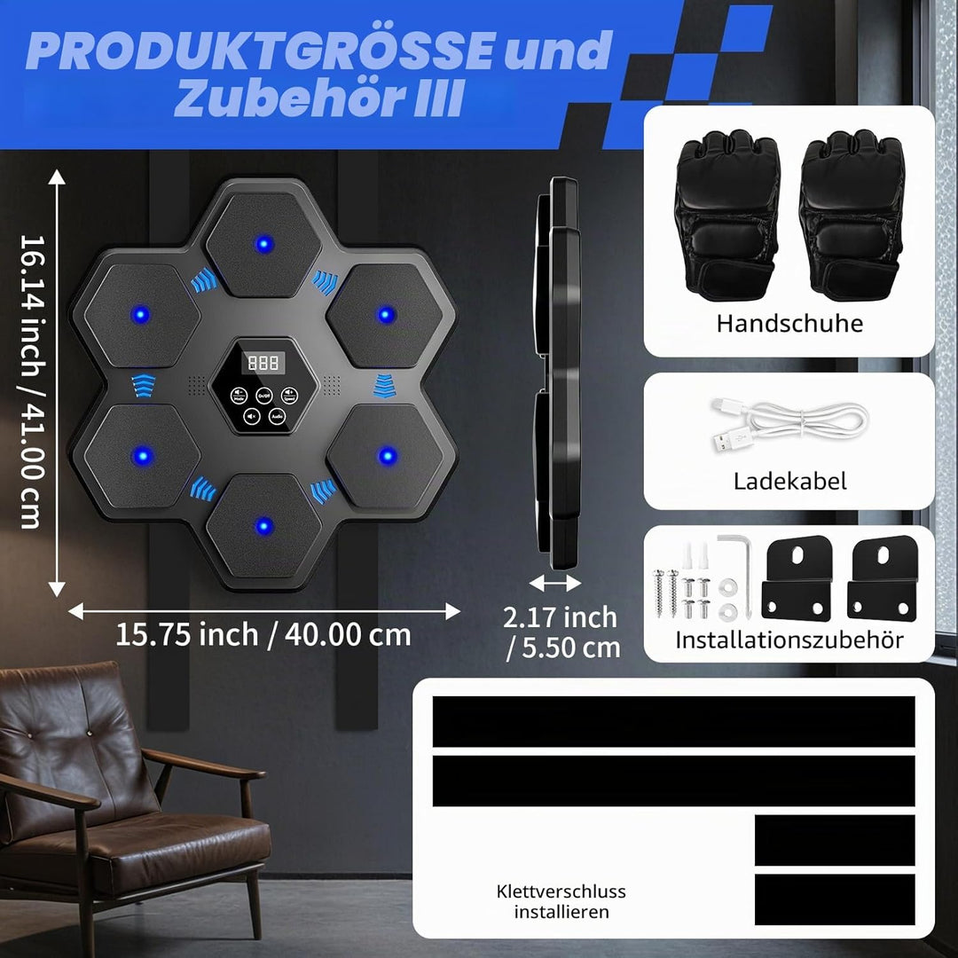 Musikboxmaschine, Boxen Wandmontage Maschine mit Handschuhen, Smart Bluetooth interaktive Punching T