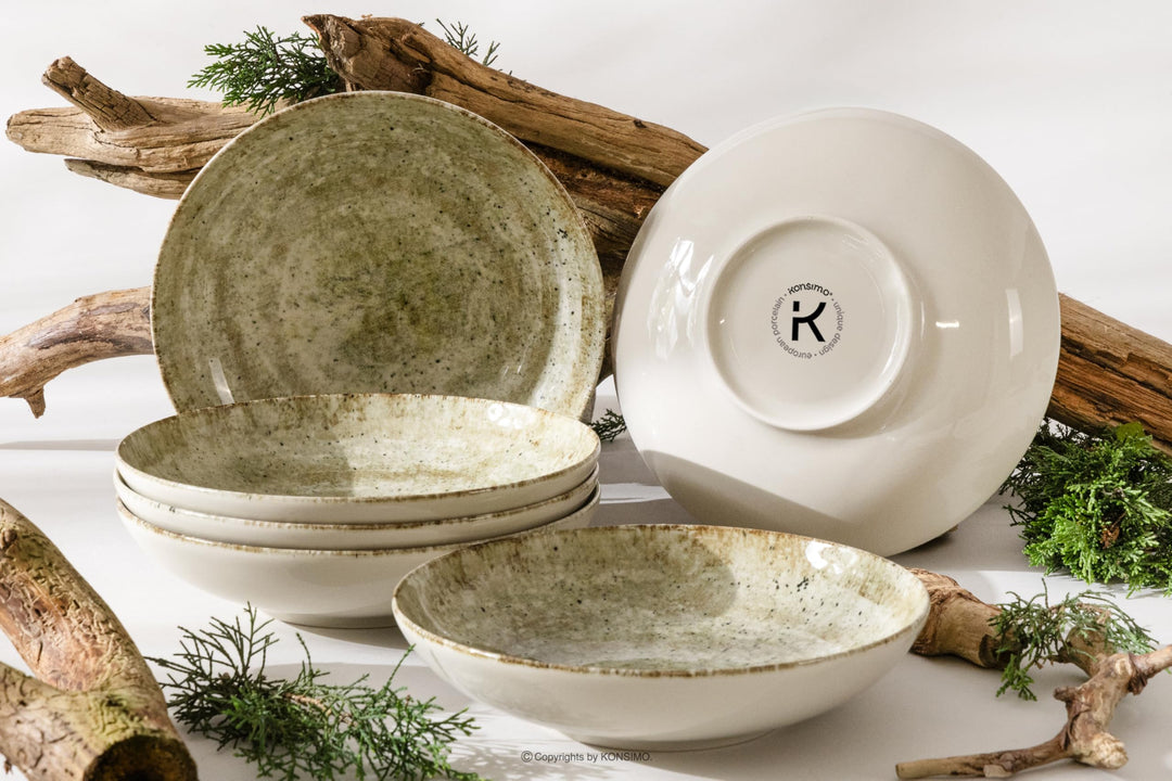 konsimo. 6er Set Suppenteller Pastateller - Tiefteller für 6 Personen - Schale aus Hartporzellan - E