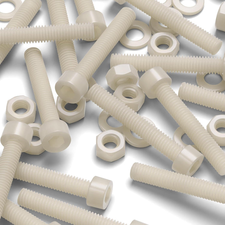 50 x Nylon-Inbusschrauben, M6 x 40mm, Kunststoff Maschinenschrauben, Kunststoffschrauben, Muttern &amp;