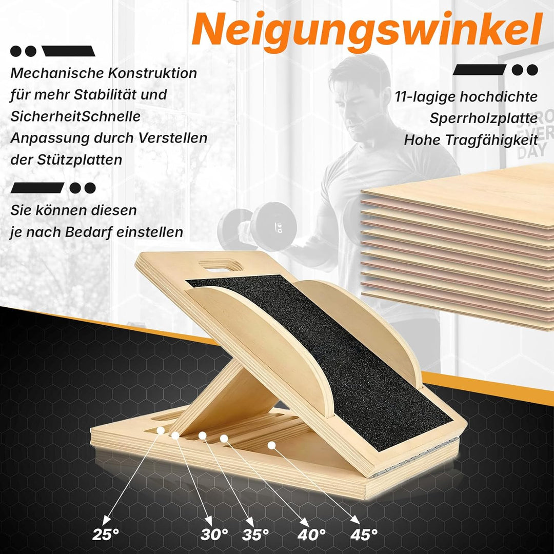 Wadendehner Balance Board,2 in 1 Wadendehner Schrägbrett, klappbares aus Holz Slant Board,Verstellba