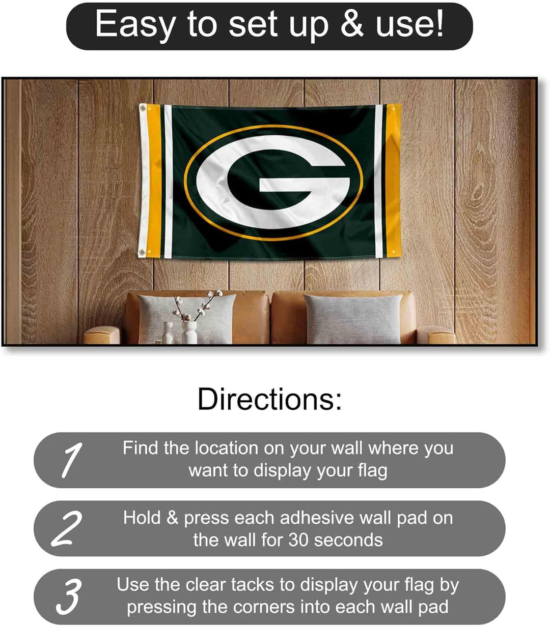 Green Bay Packers Banner and Tapestry Wall Tack Pads