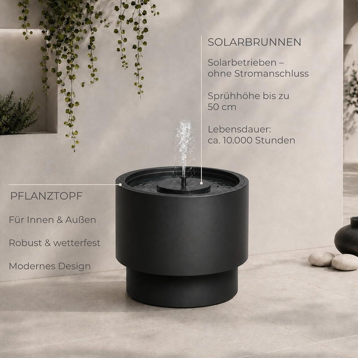 Solarbrunnen Set für draussen - Solar Springbrunnen mit Akku Ø 47x45 cm Schale anthrazit Anthrazit Ø